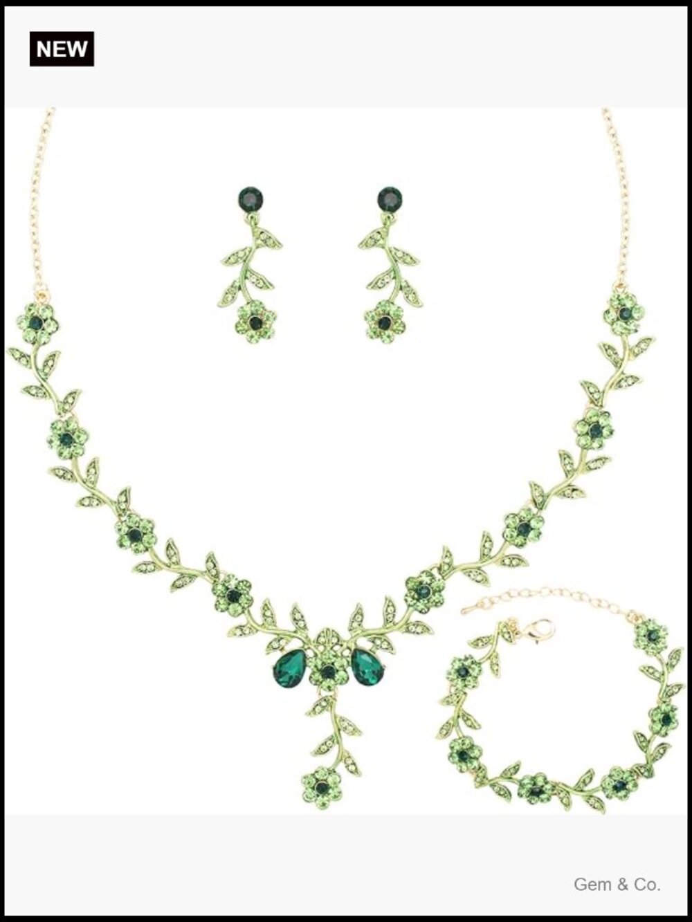Crystal Necklace Earrings Bracelet Set Bridesmaid Wedding Jewelry